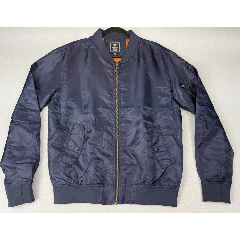 Znentianlang MA1 Men's Bomber Jacket 2XL Blue/Orange Lined Full Zip Polyester